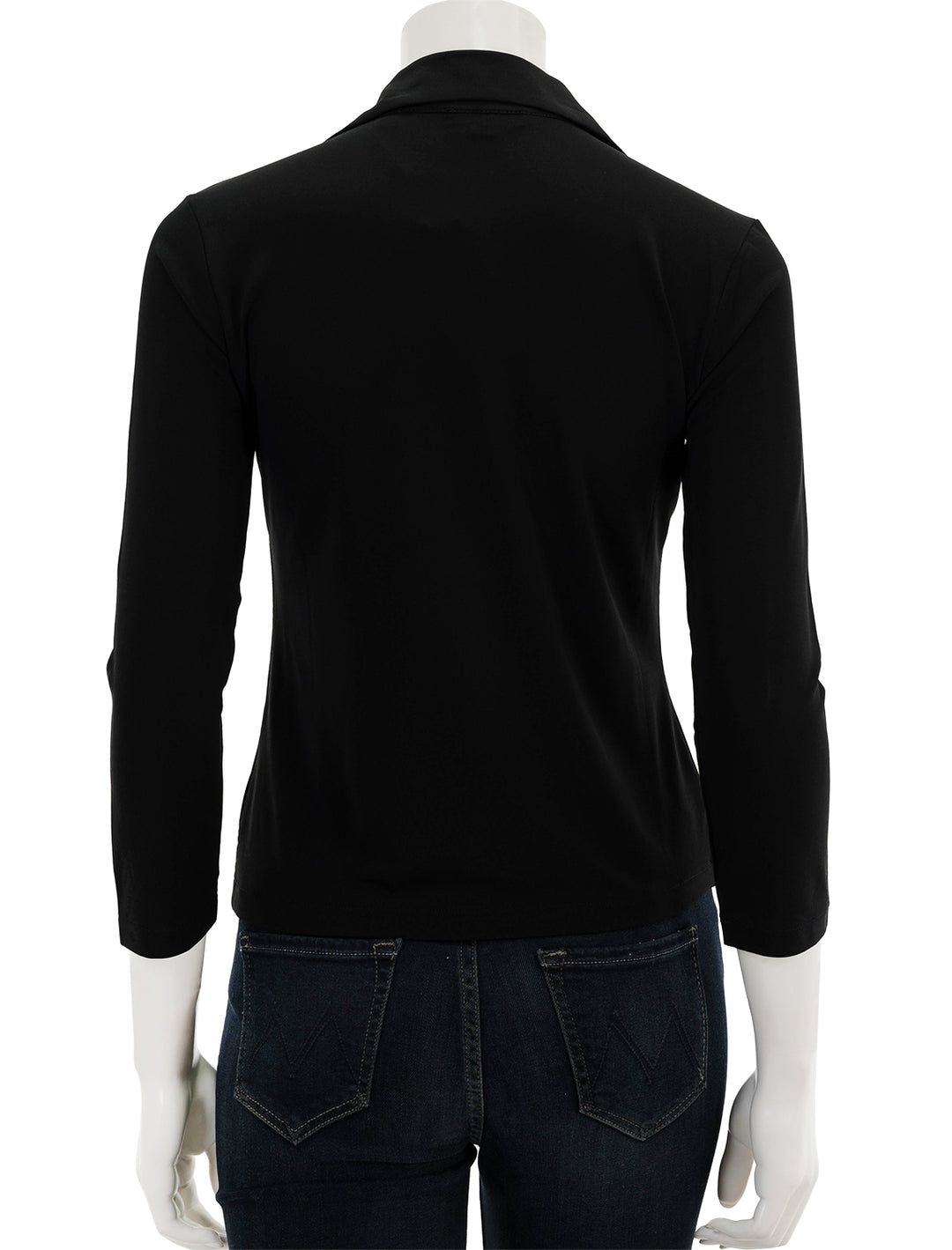 Back view of Vince's 3/4 sleeve button up shirt in black.