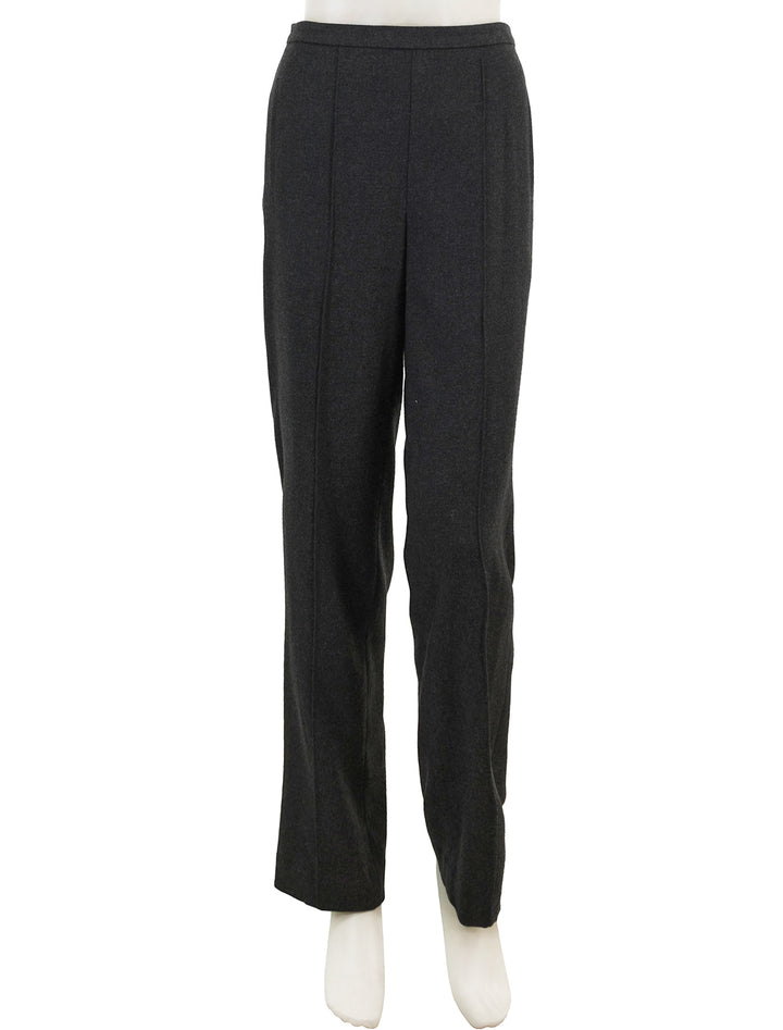 Front view of Vince's charcoal mid rise wide leg pant.