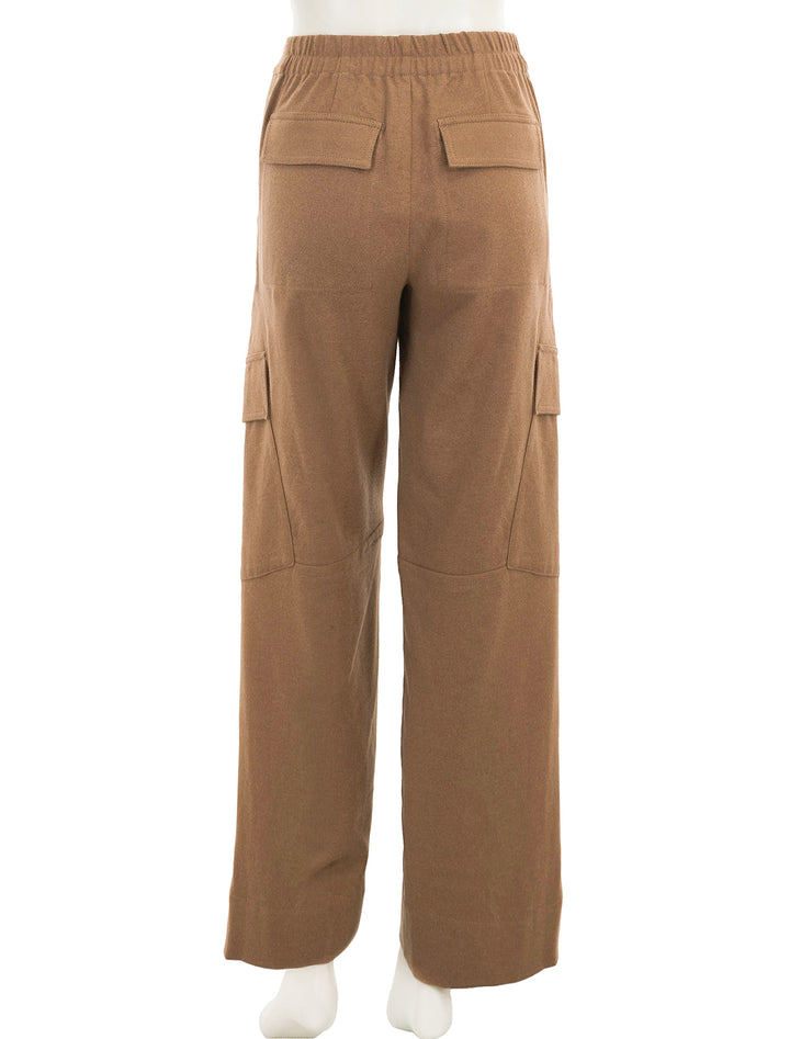Back view of Vince's flannel wide leg raver pant in beech.