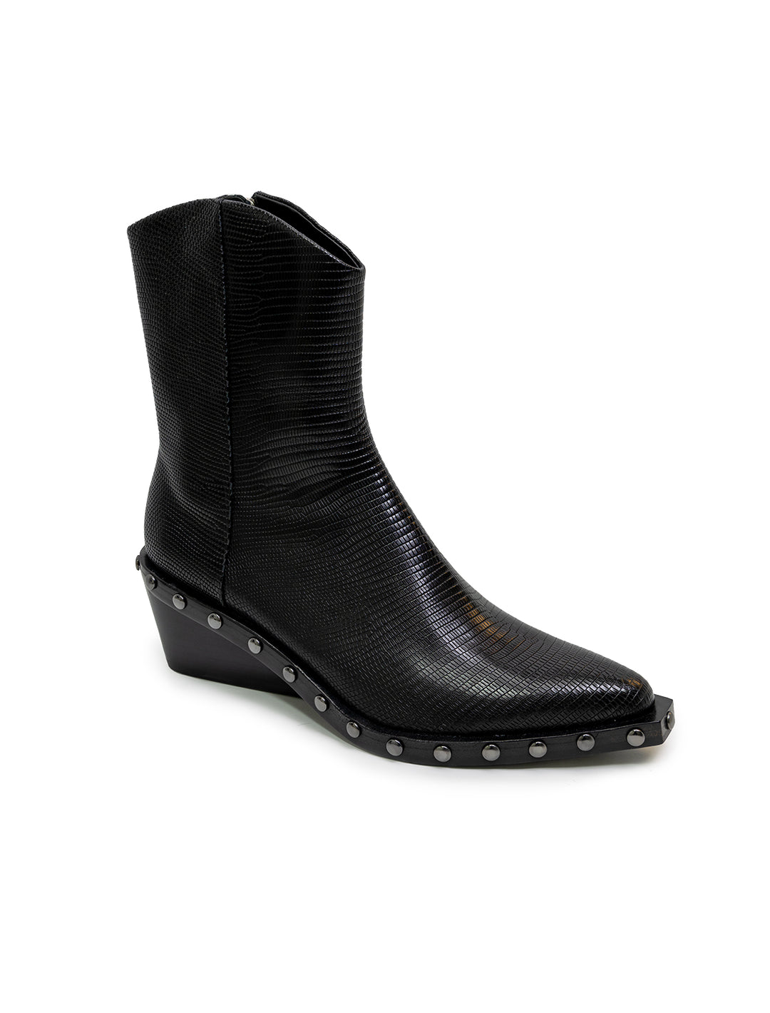 Front angle view of Rag & Bone's santiago boots in black.