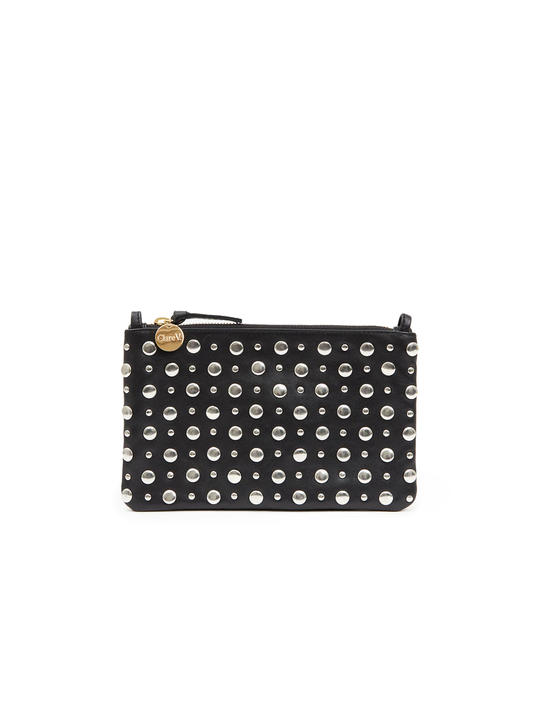 Clare V. - Petit Moyen Messenger in Black with Silver Studs