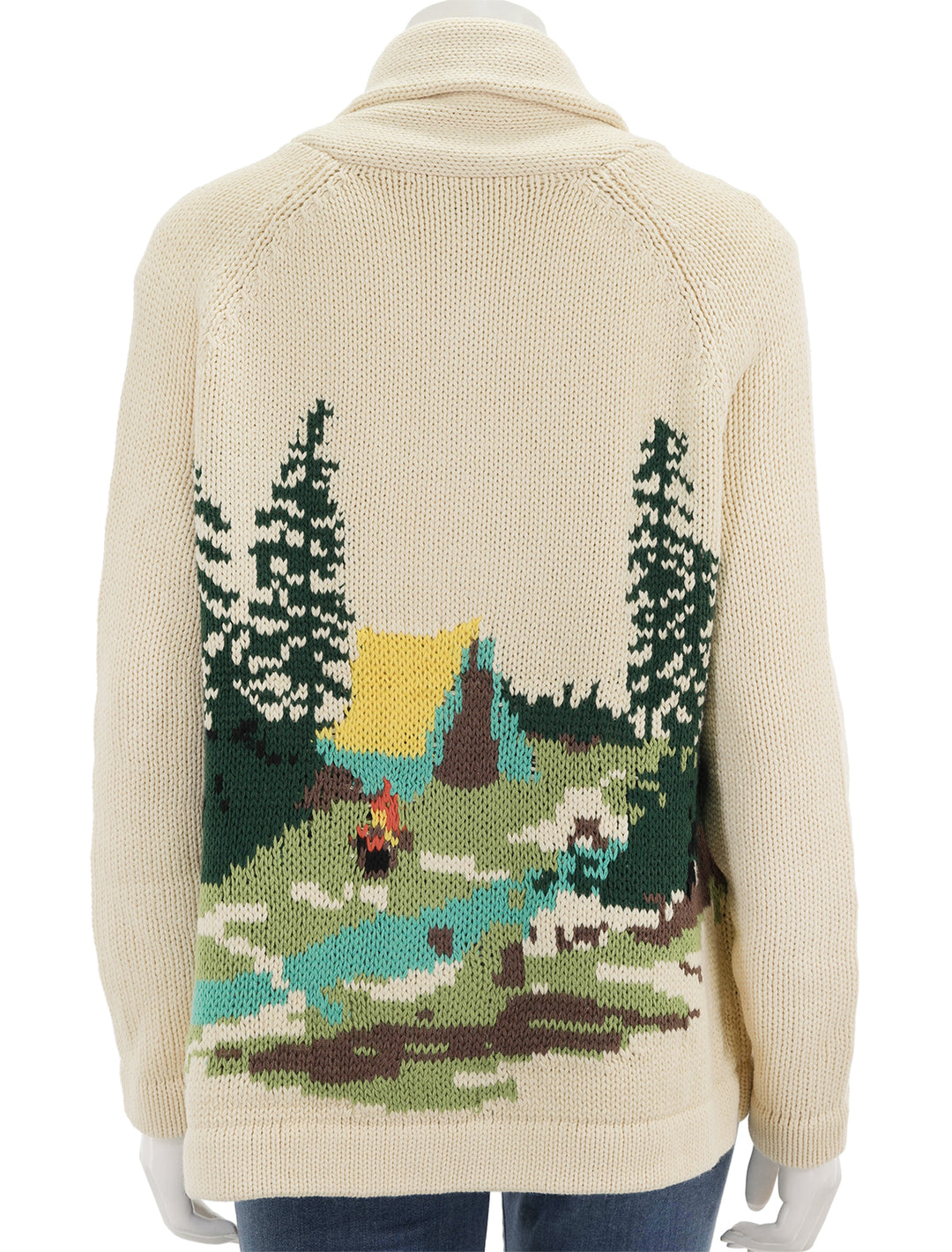 Back view of The Great's the camp lodge cardigan in cream.