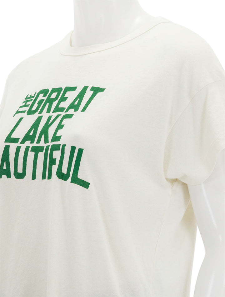 Close-up view of The Great's the great lake beautiful tee.