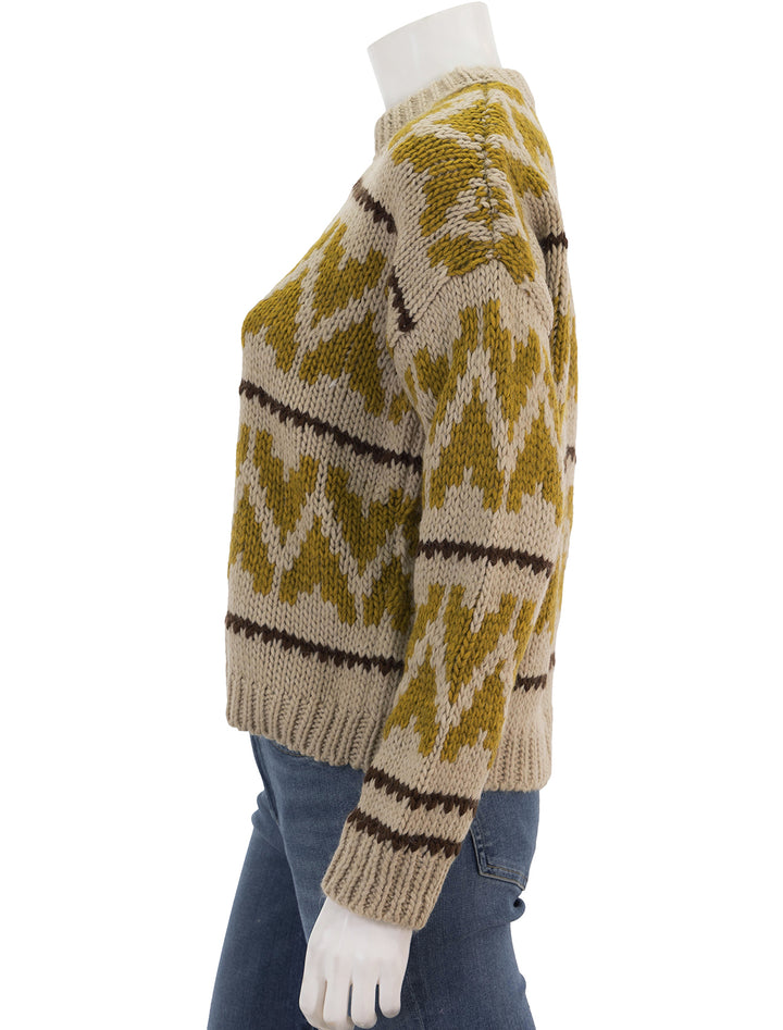 Side view of The Great's the folk pullover in earth tone.