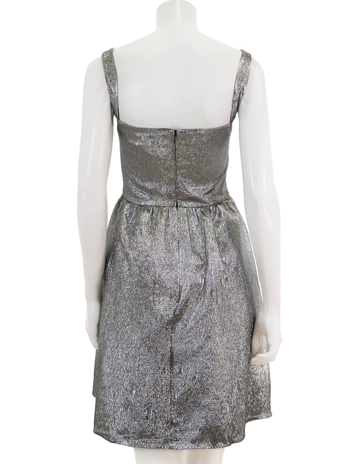 Back view of Saloni's rachel mini dress in silver.