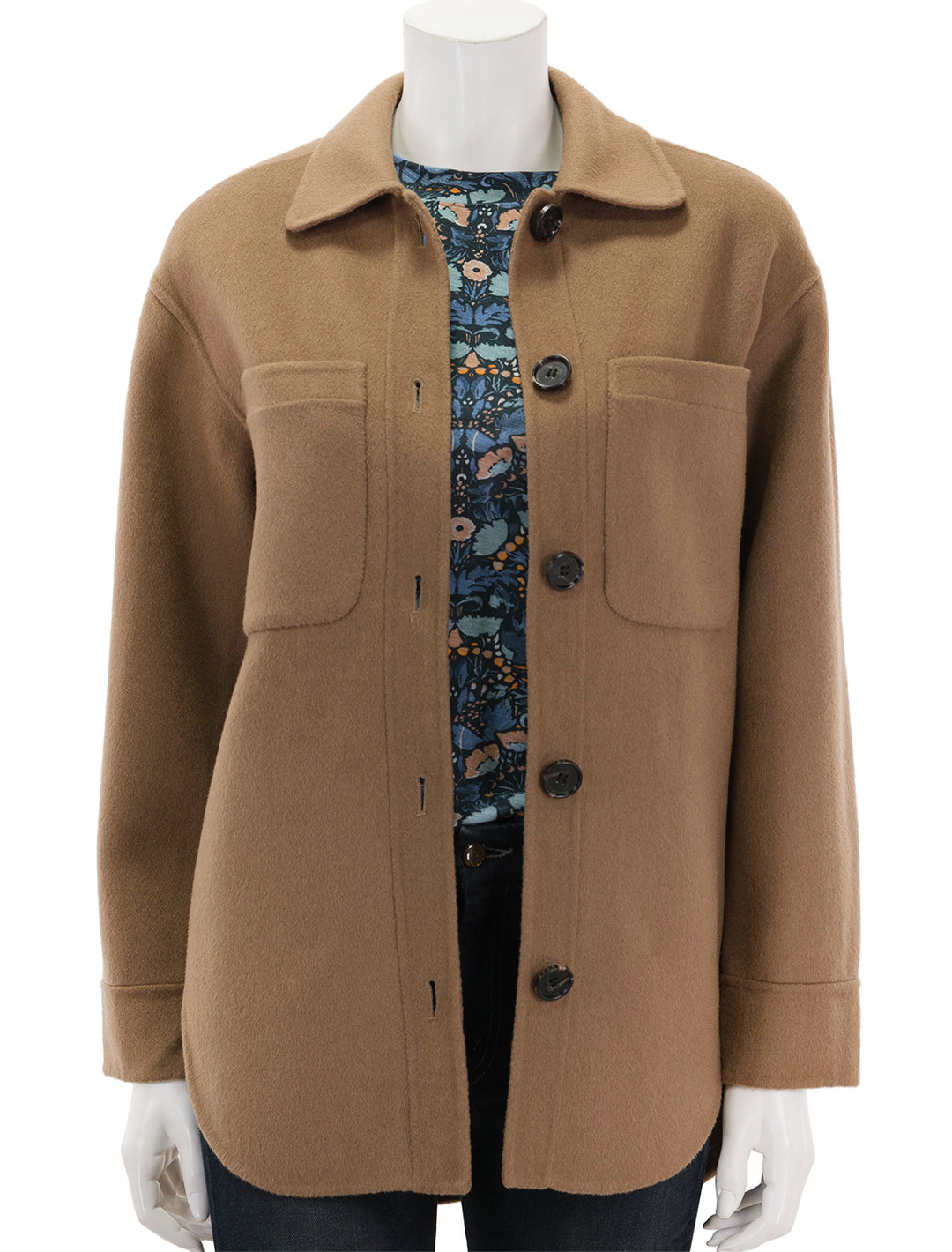 front view of connie jacket in camel