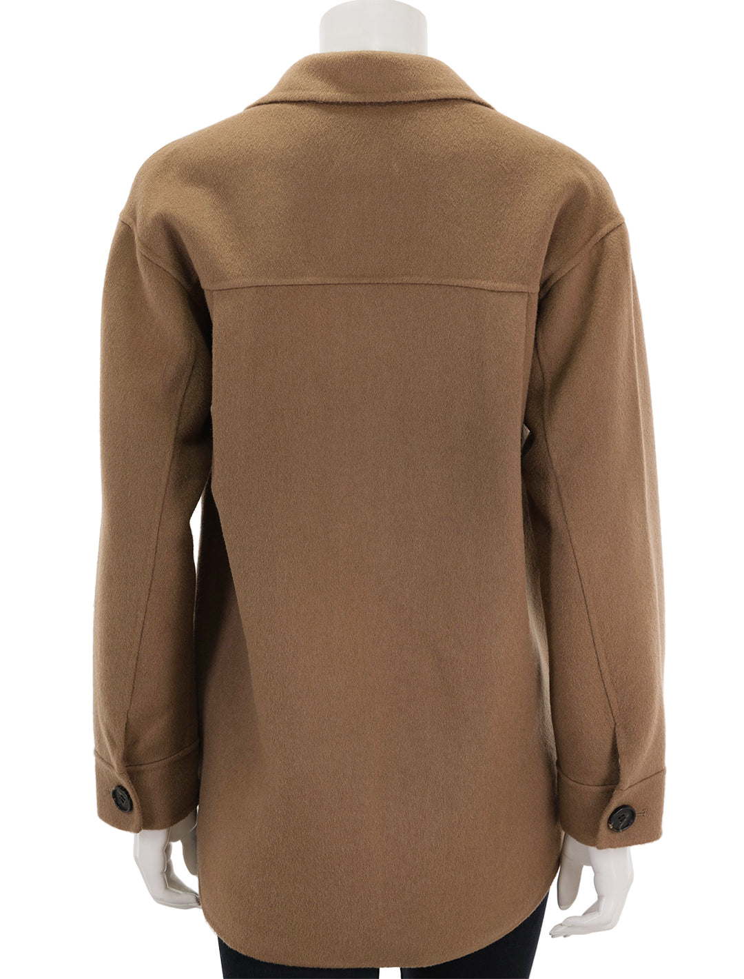 back view of connie jacket in camel