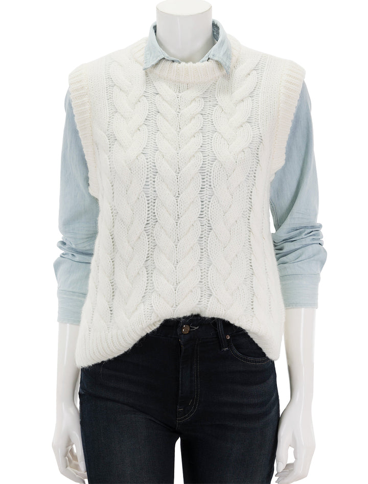front view of alexis sweater vest in ivory