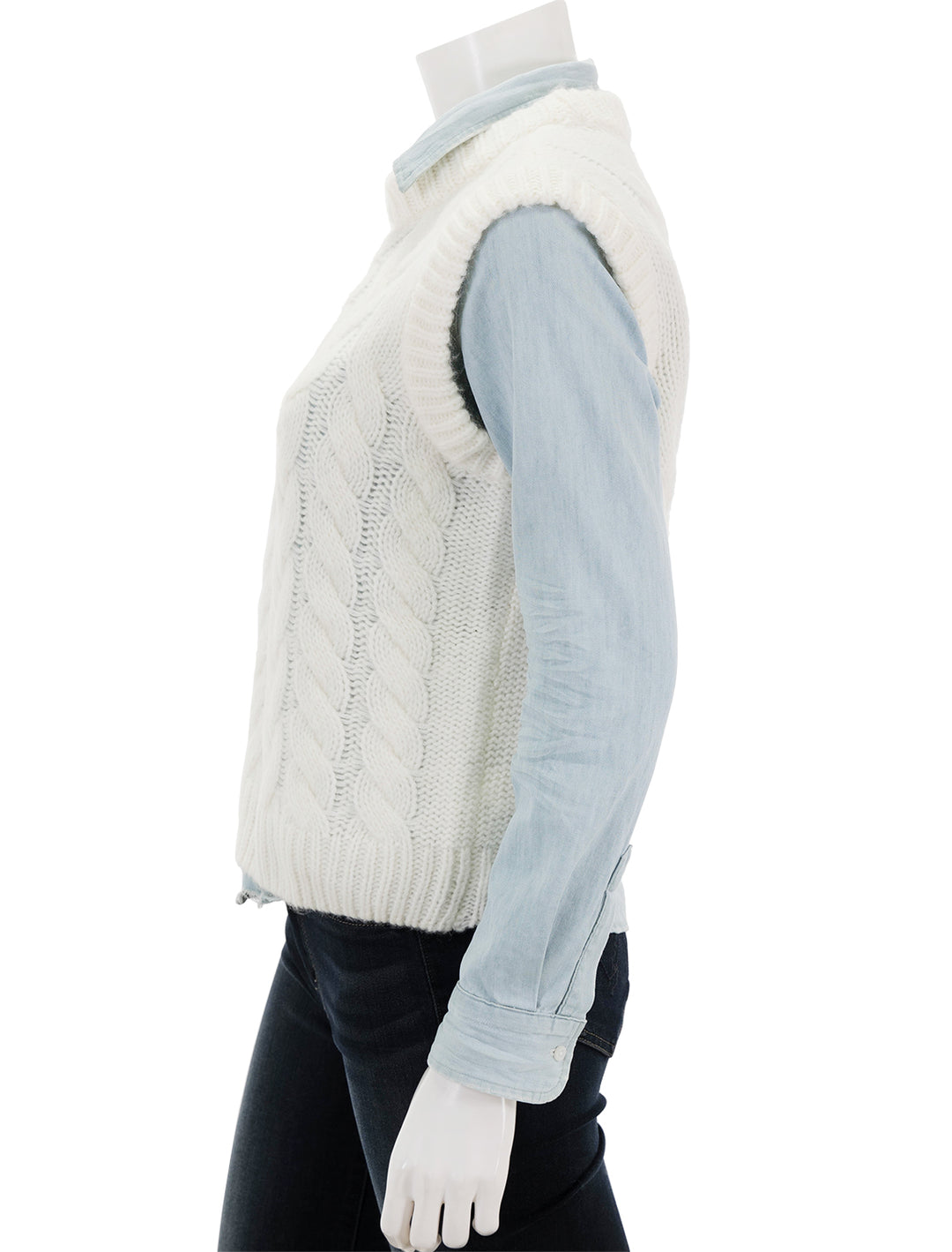 side view of alexis sweater vest in ivory