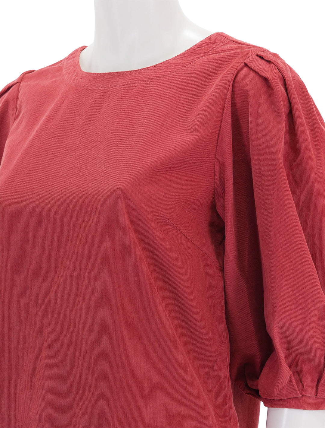 Close-up view of Velvet's tarah top in chili cord.