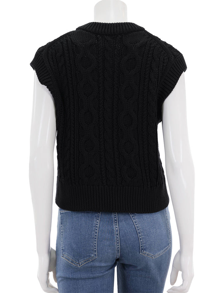 Back view of Velvet's hadden cable vest in black.