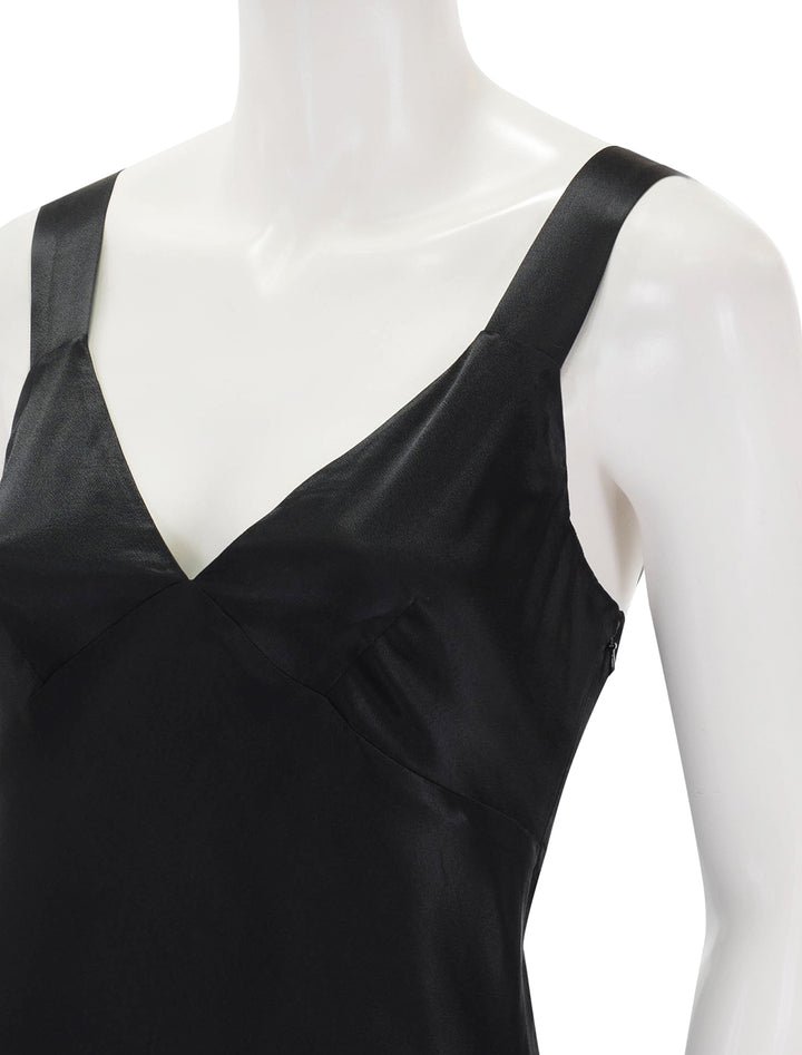 Close-up view of Rails' jacinda dress in black.