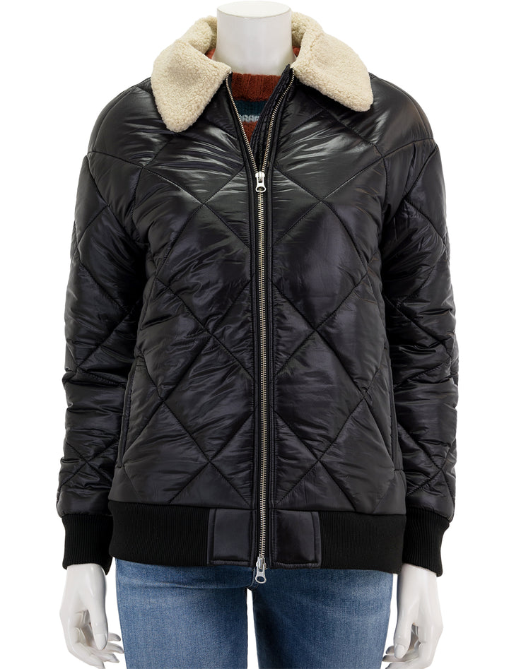 Front view of Rails' shay jacket in black, zipped.