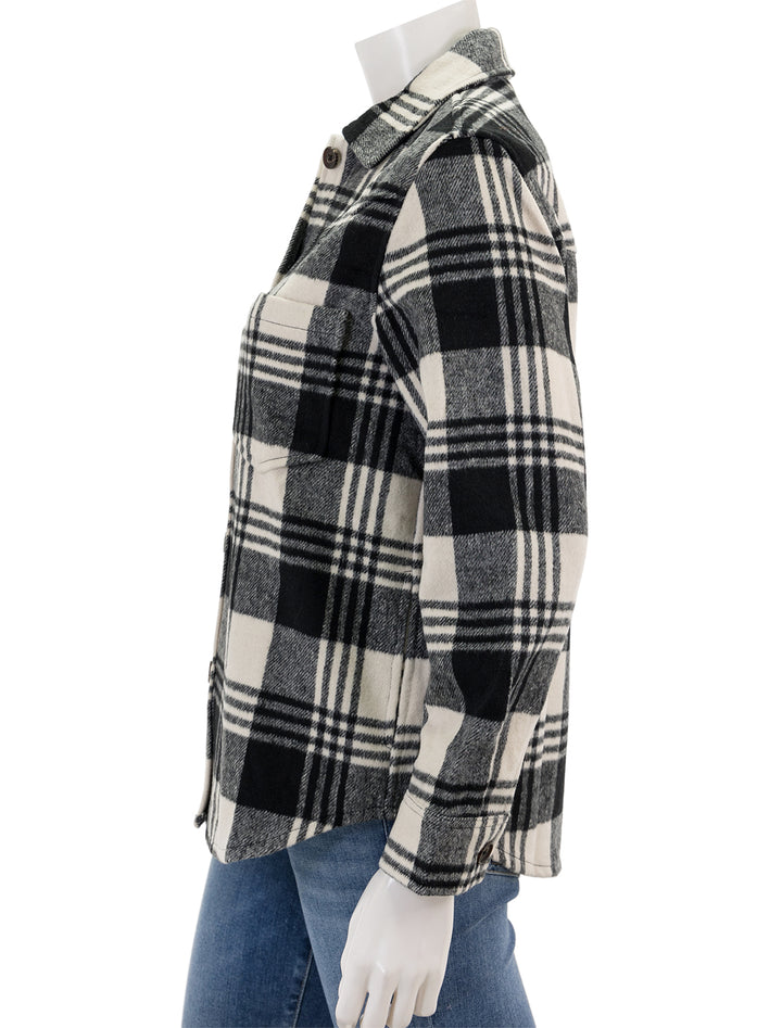 Side view of Rails' tripp jacket in oyster and black.