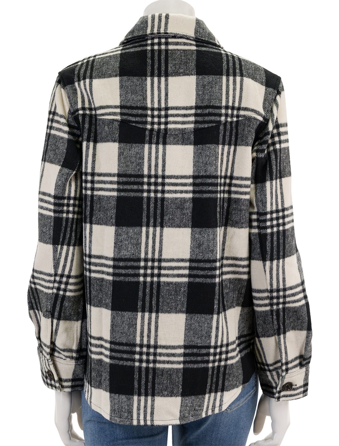 Back view of Rails' tripp jacket in oyster and black.