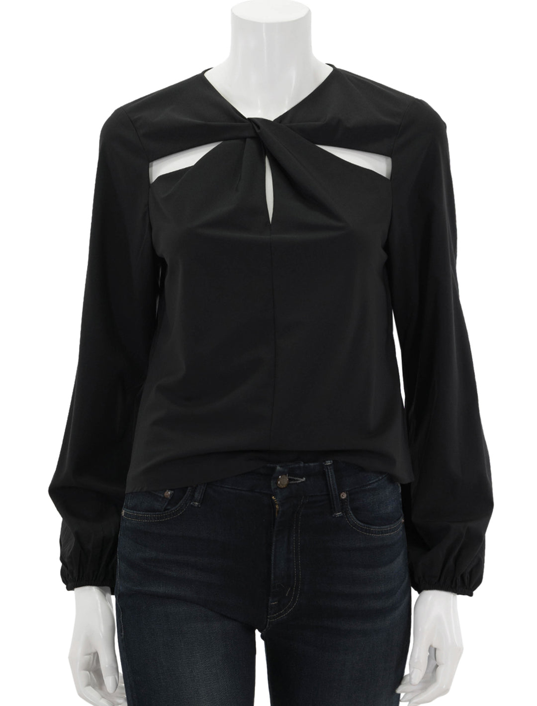 Front view of Rails' eli top in black.