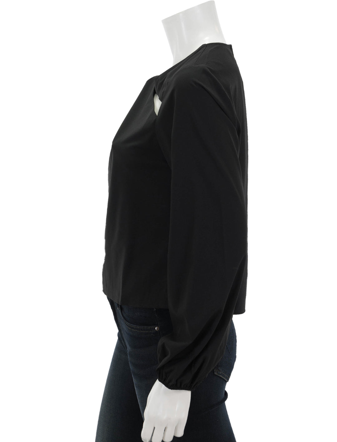 Side view of Rails' eli top in black.