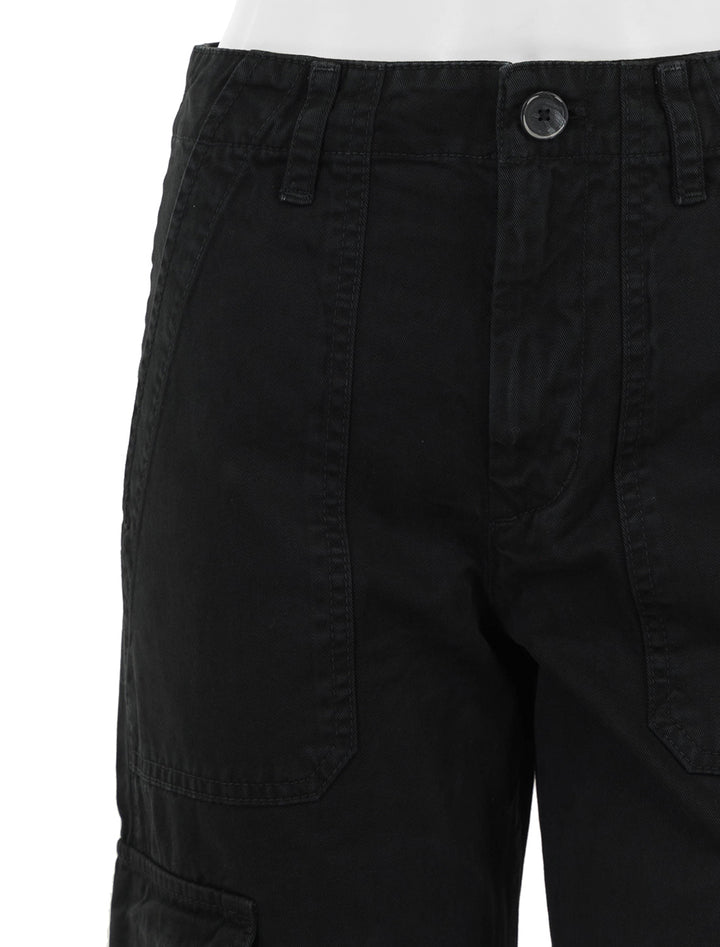 Close-up view of Velvet's makayla cargo pant in vintage black.