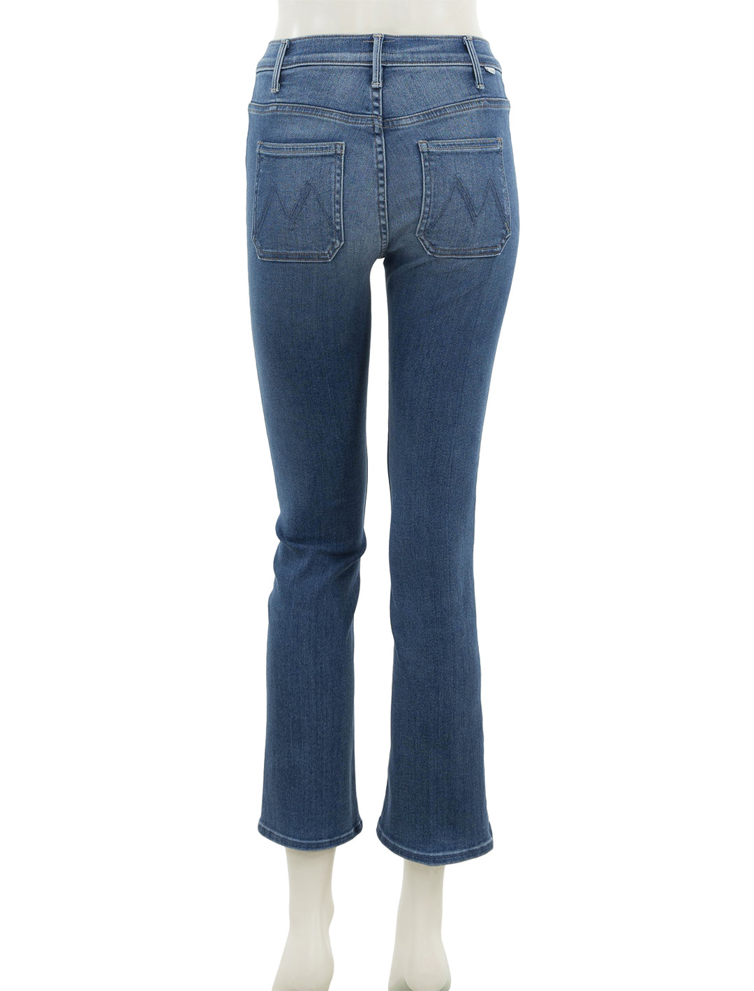 back view of the patch pocket insider ankle in happy pill