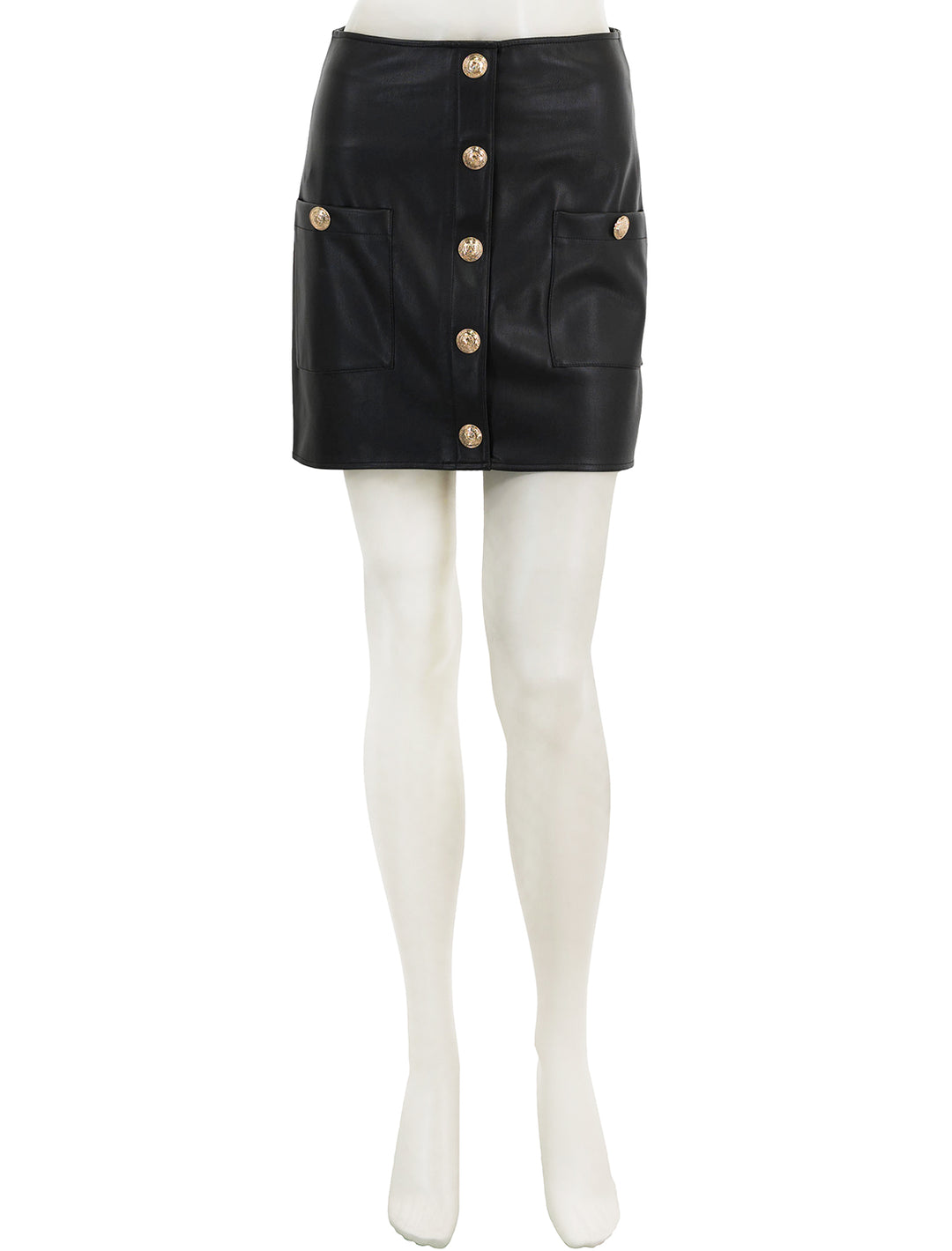 Front view of L'agence's truman mini skirt in black.