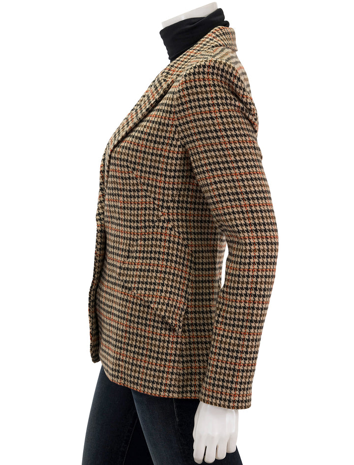 Side view of L'agence's chamberlain blazer in brown multi.
