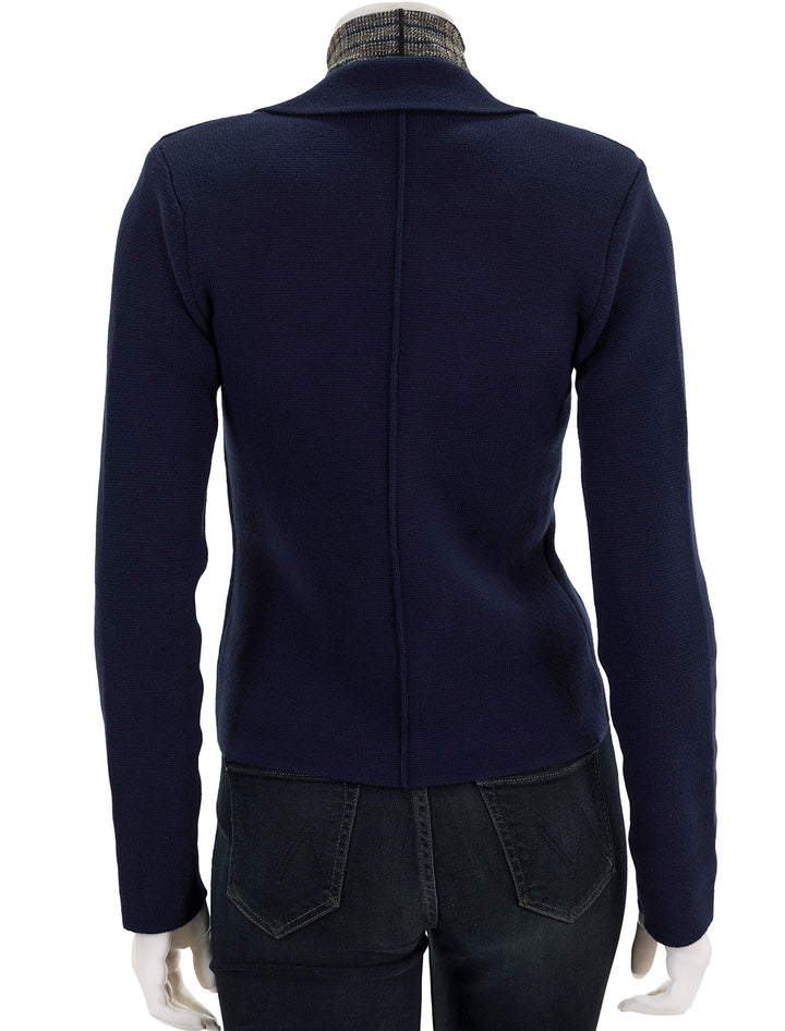 Back view of L'agence's sofia knit blazer in midnight.