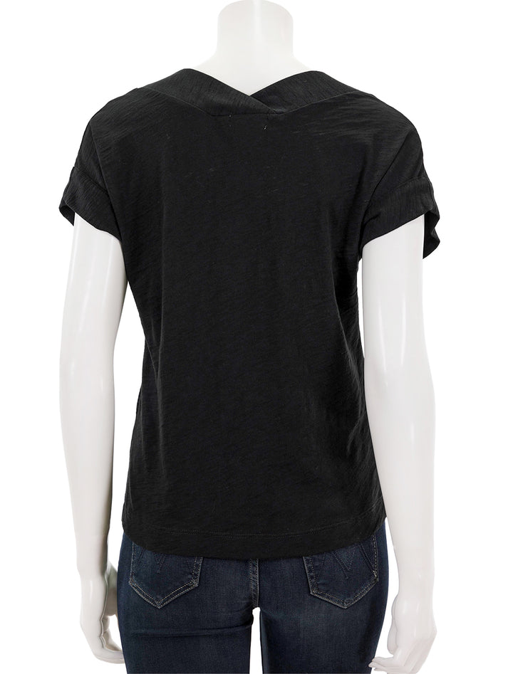 Back view of Goldie Lewinter's mariana basic v neck in black.
