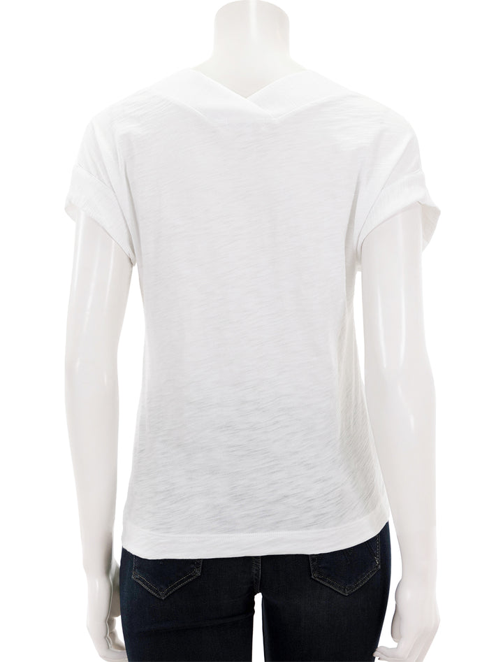 Back view of Goldie Lewinter's mariana basic v neck in white.