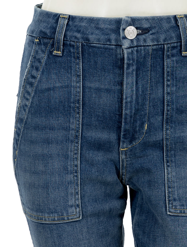 Close-up view of AMO's easy army trouser in graceful.