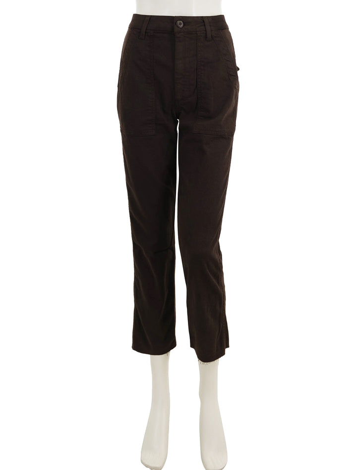 front view of easy army trouser in espresso