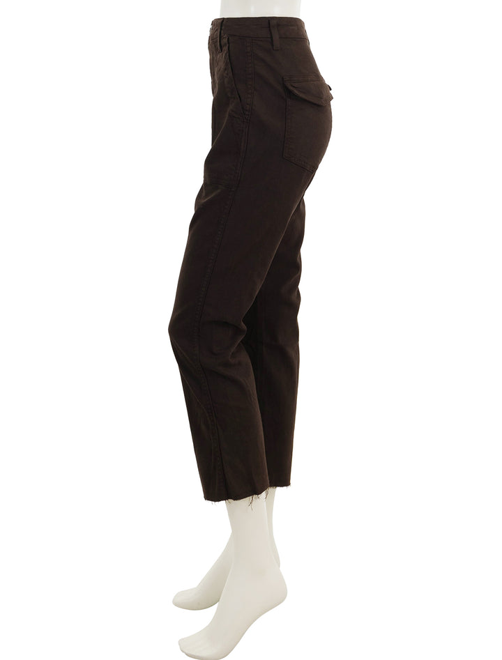 side view of easy army trouser in espresso