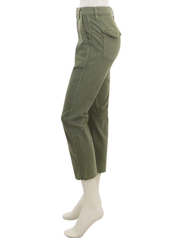 side view of easy army trouser in tea leaf