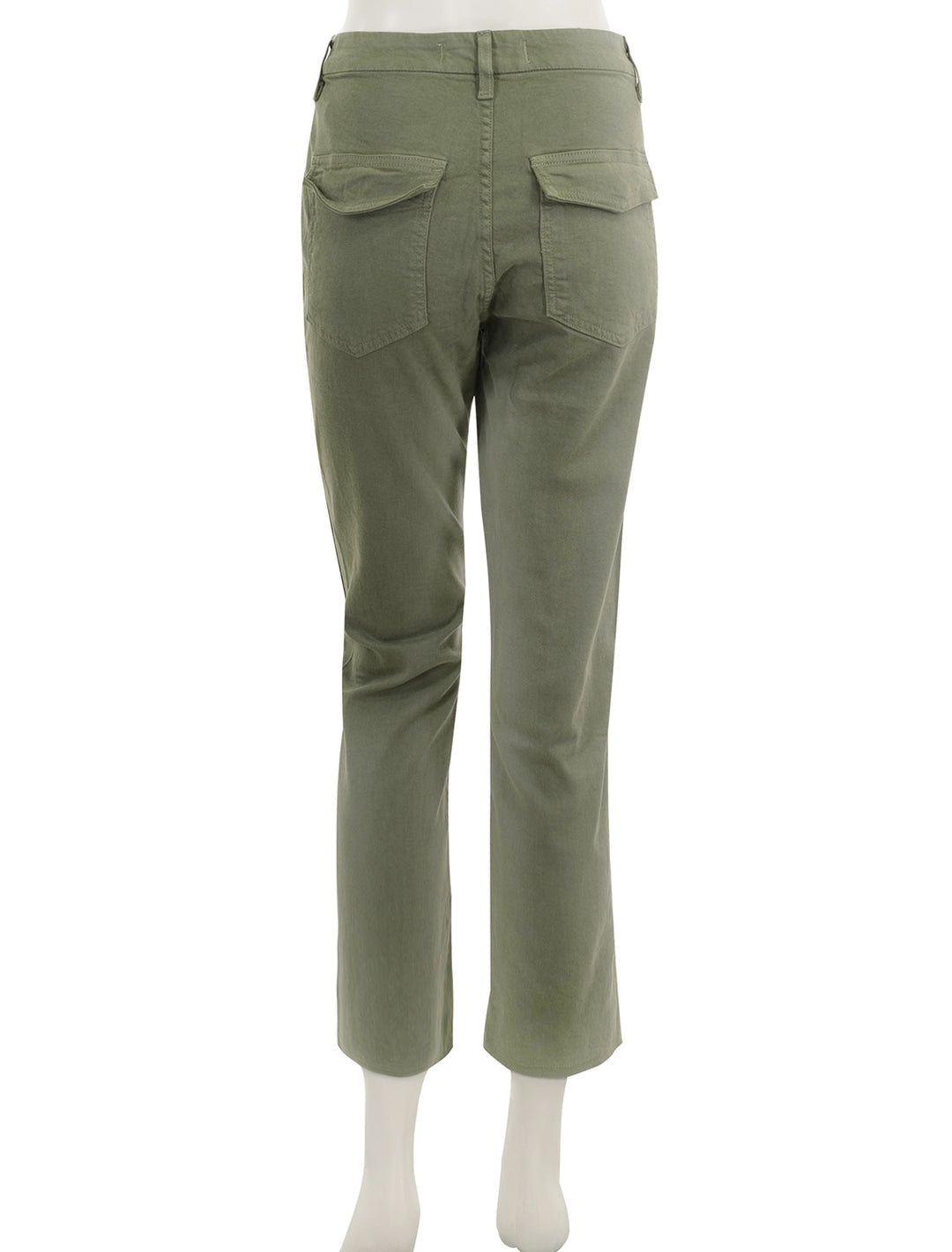 back view of easy army trouser in tea leaf