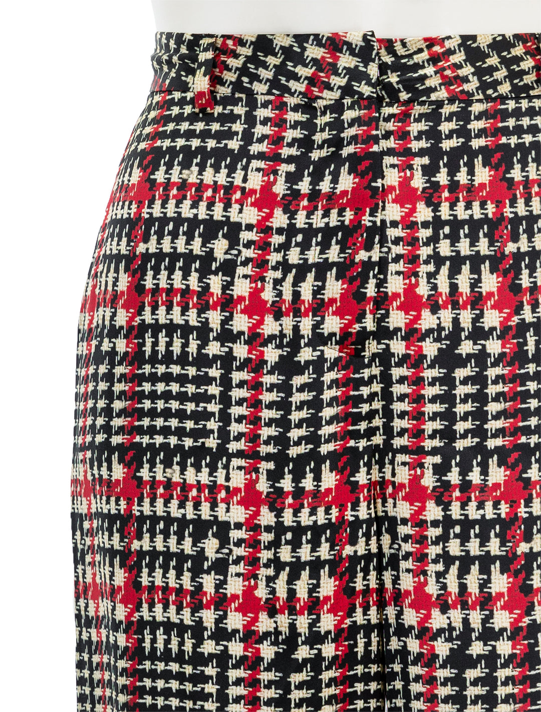 Close-up view of Lagence's gavin wide leg pant in glen plaid.