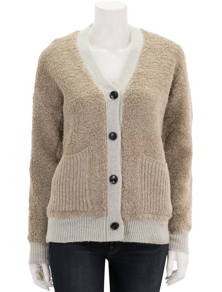 Front view of Line's Mina Cardigan in Latte.