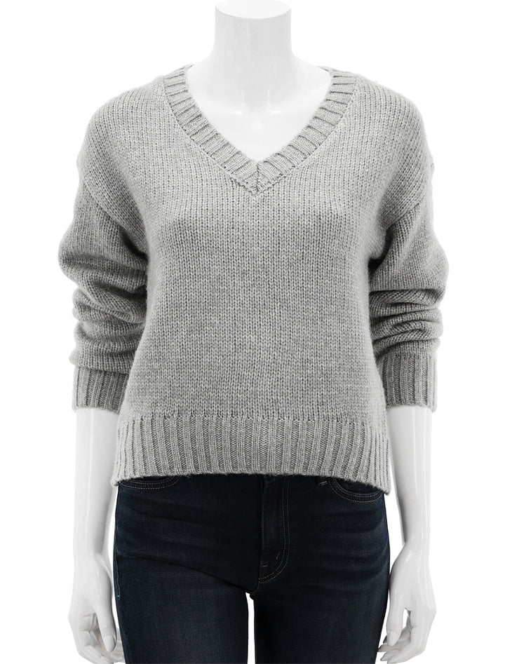 Front view of Steve Madden's houston sweater in heather grey.