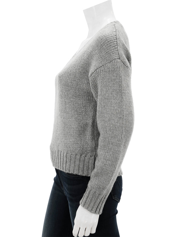 Side view of Steve Madden's houston sweater in heather grey.