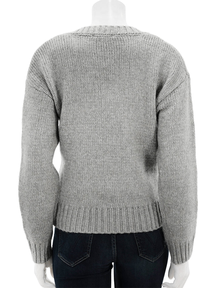 Back view of Steve Madden's houston sweater in heather grey.