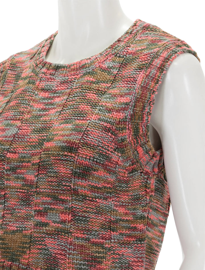 Close-up view of Steve Madden's kate sweater vest in multi.
