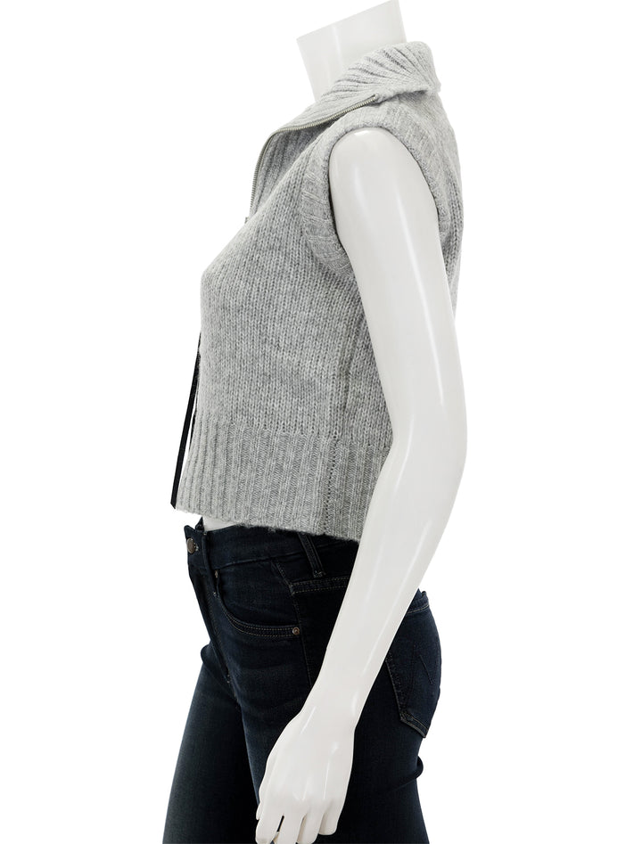 Side view of Steve Madden's karter sweater vest in heather grey.