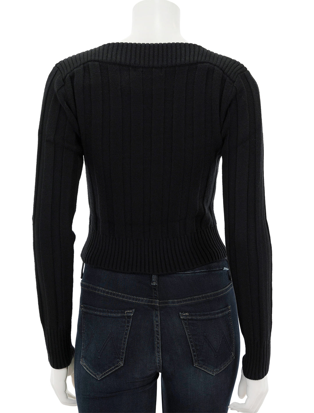 Back view of Steve Madden's serra sweater in black.