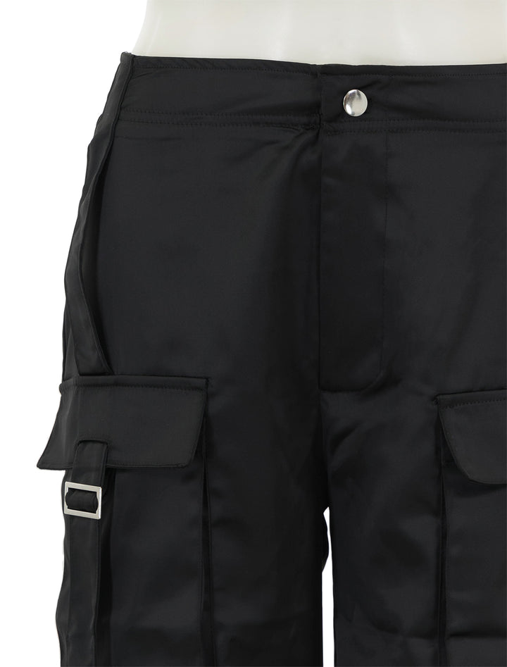 Close-up view of Steve Madden's ace pant in black.