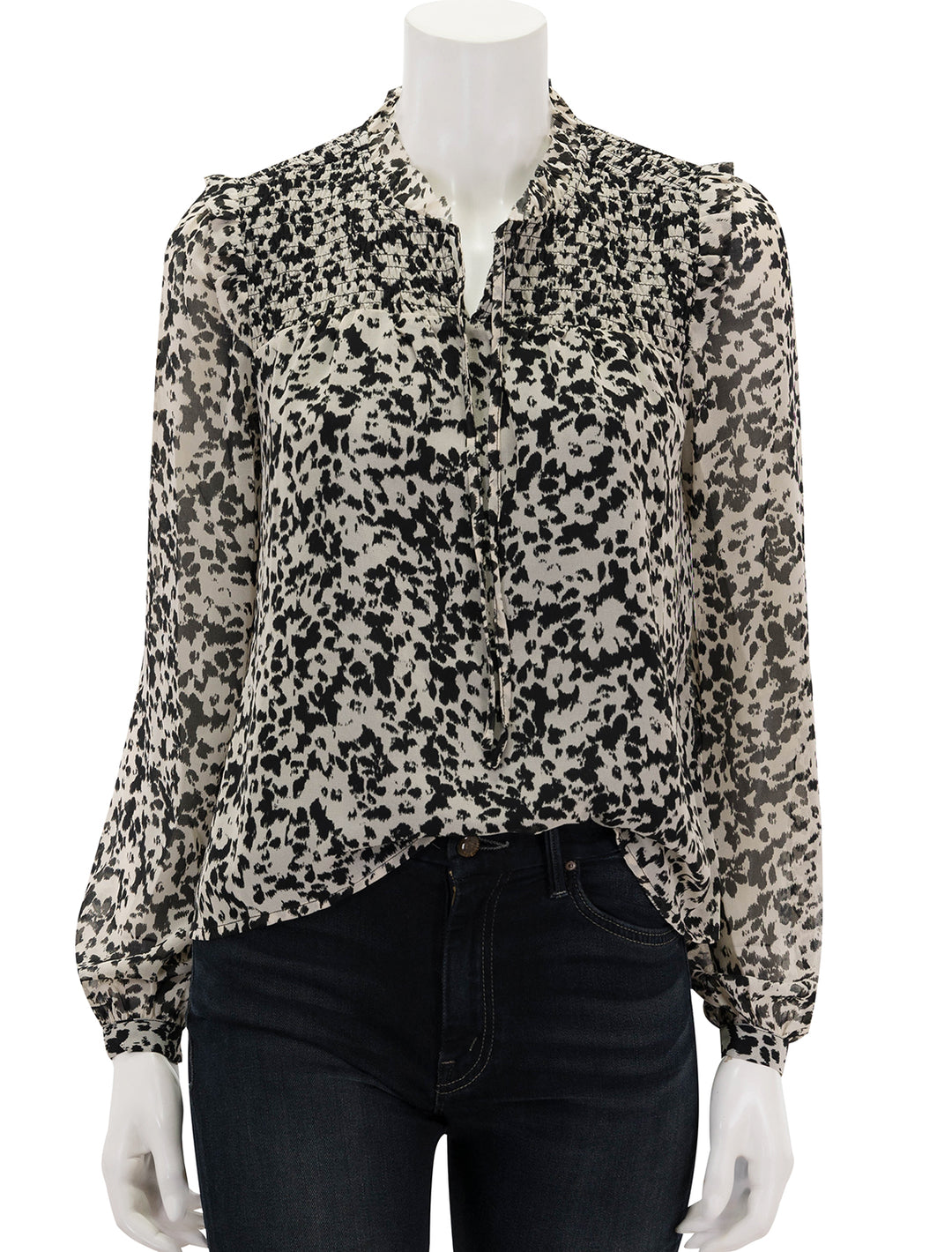 Front view of Steve Madden's drew top in black and ivory floral.
