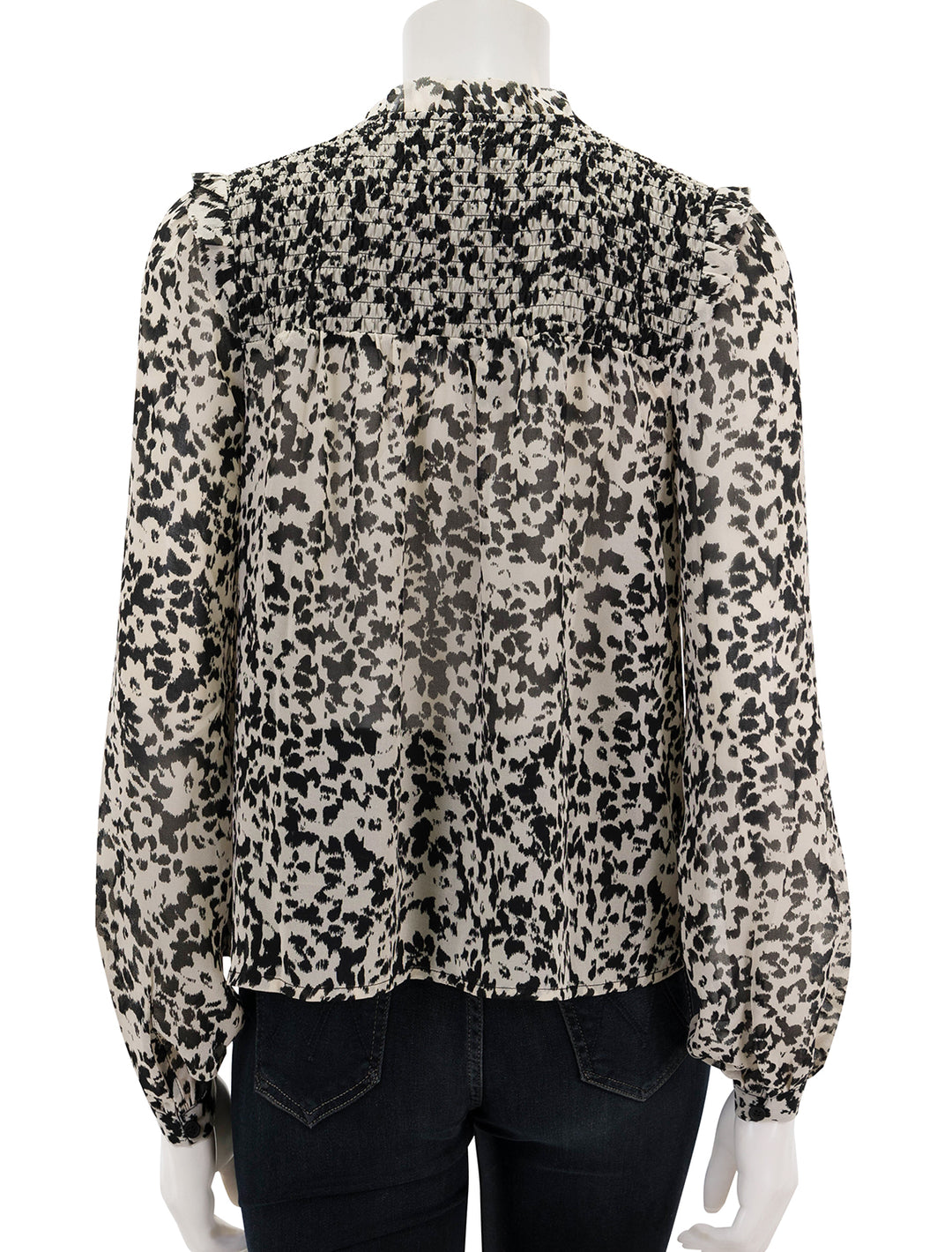 Back view of Steve Madden's drew top in black and ivory floral.