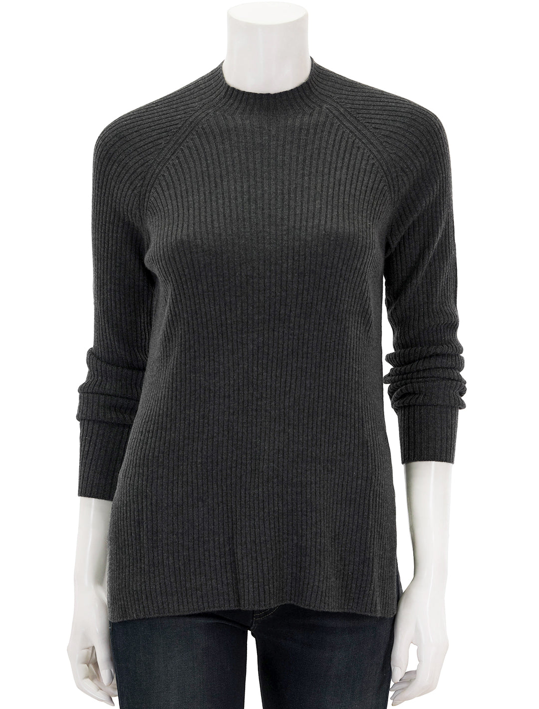 Front view of Splendid's georgie rib tunic in heather charcoal.