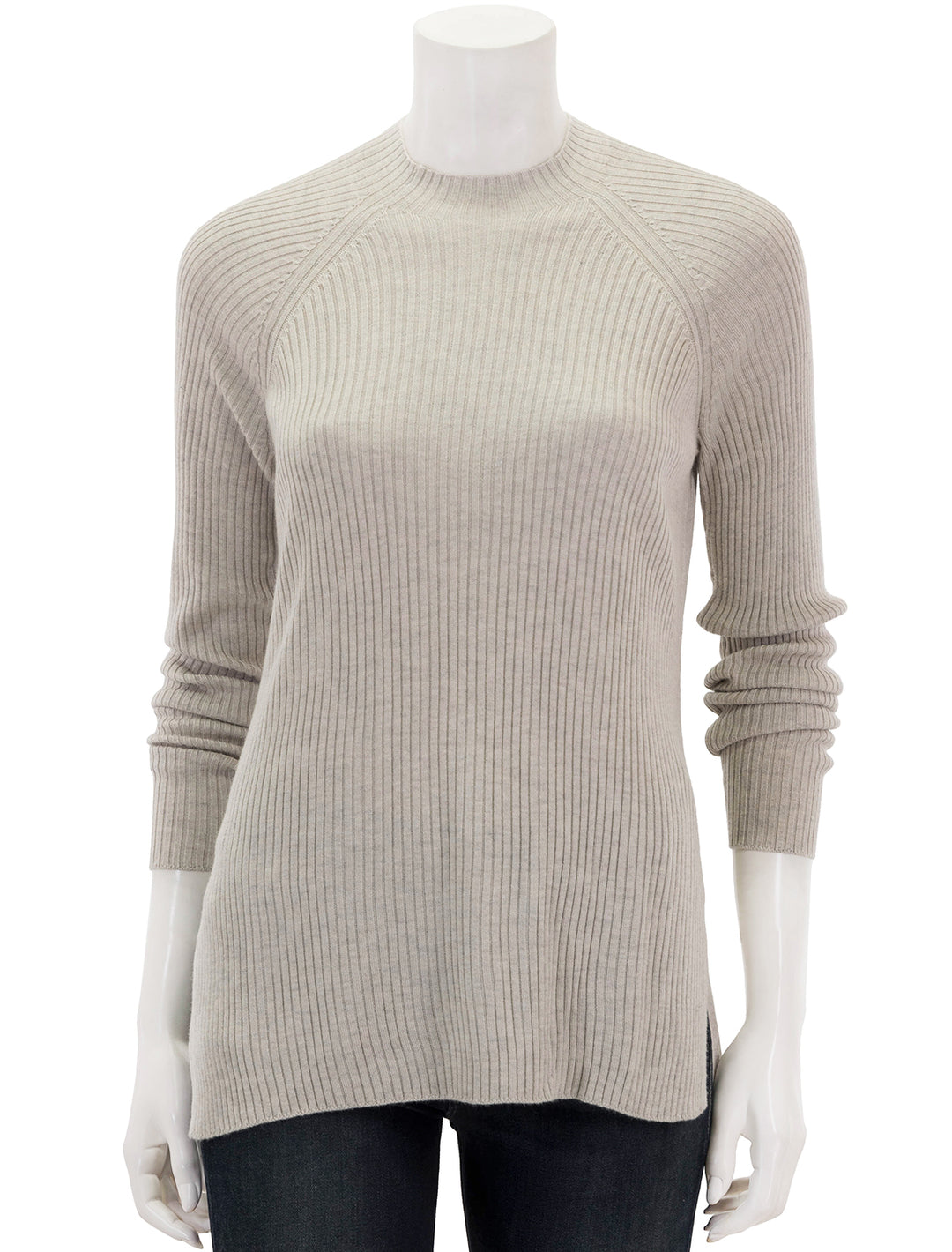 Front view of Splendid's georgie rib tunic in oat heather.
