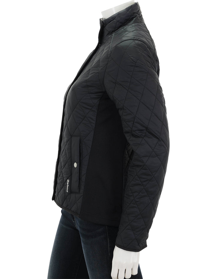 Side view of Barbour's Yarrow Quilted Jacket in Black.