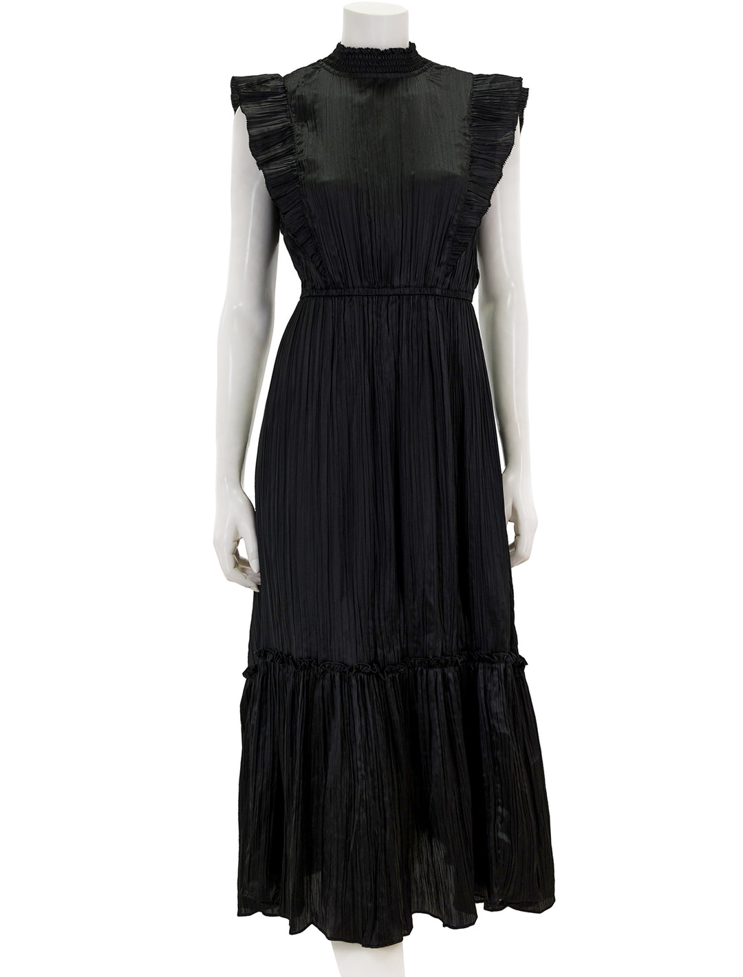Front view of Steve Madden's wednesday dress in black.
