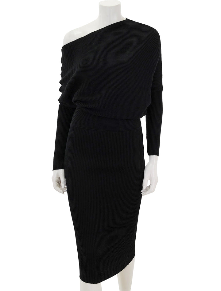 Front view of Steve Madden's lori sweater dress in black.