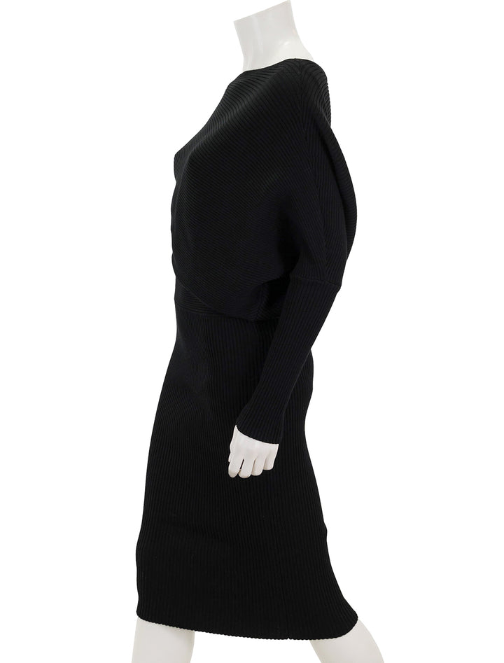 Side view of Steve Madden's lori sweater dress in black.